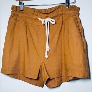 Revolve Monrow Linen Blend Paper Bag Women’s Shorts Size Medium Butterscotch